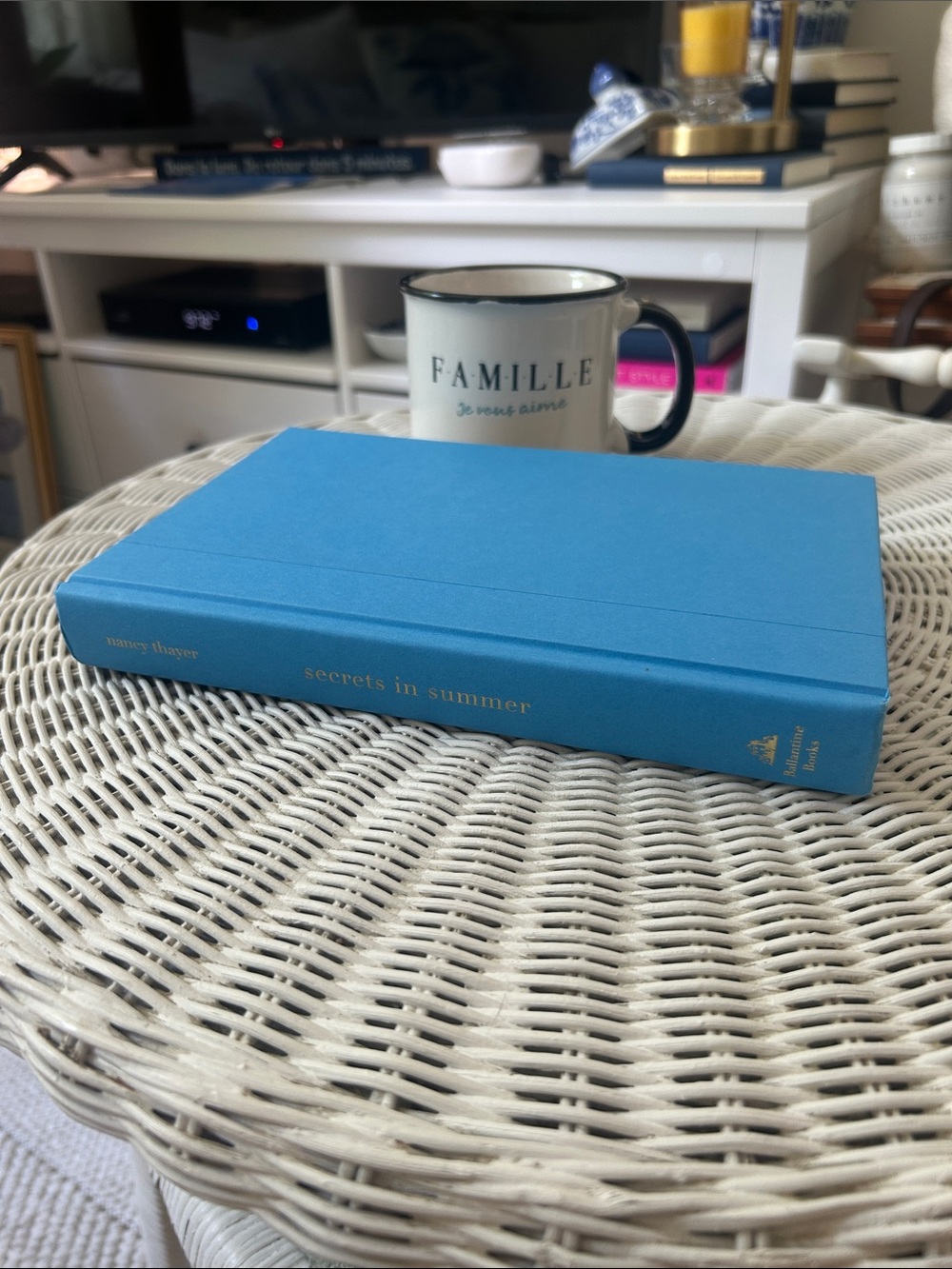 Livre déco relié – Secrets in Summer (Nancy Thayer) • Bleu & Or